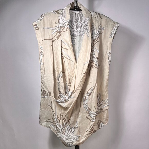 Brunello Cucinelli Tops - BRUNELLO CUCINELLI 100% Silk Marine Flower Pongee Wrap Top with Monili  M Italy